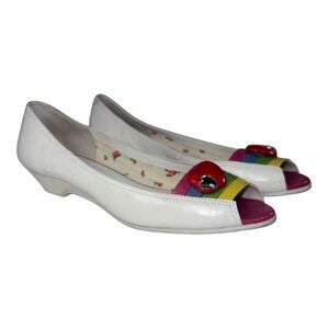 Betseyville by Betsey Johnson Vidonia Rainbow Peep Toe Wedge Heart Size 7.5
